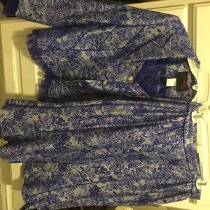 2piece blue  and silver suit size 10